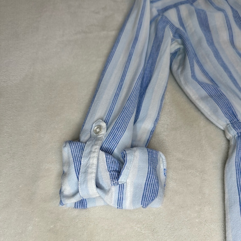 Style&Co linen long sleeve striped dress v-neck XS​​ - Picture 6 of 13